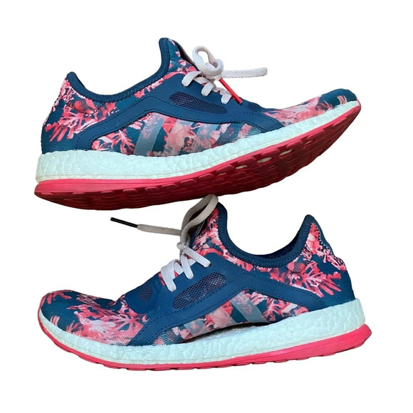 Adidas Pureboostx Floral Pattern Mesh Tennis Shoe Size 8 - Picture 2 of 8
